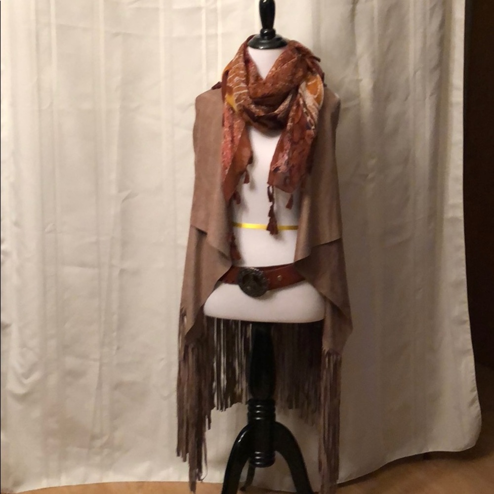 Faux suede tan vest.